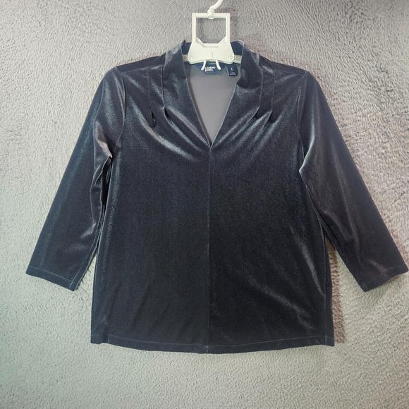 Lands' End Tops - Lands' End Velvet Top‎ Blouse Women Small 6 8 Dark Gray Preppy Soft